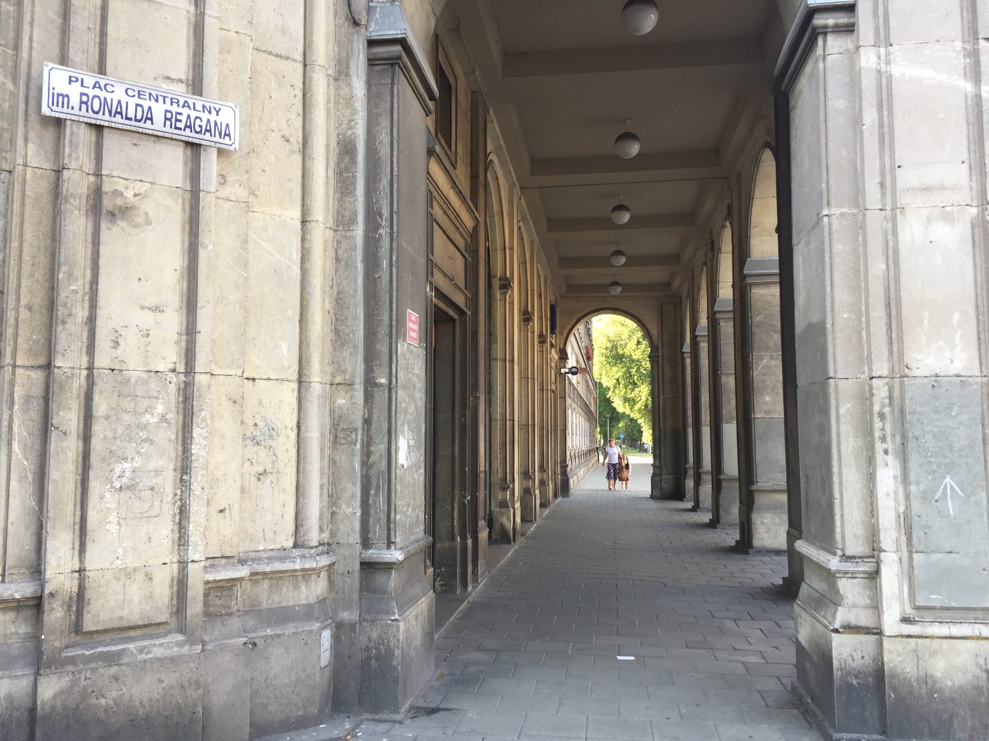 Arcades on Central Square in Nowa Huta, named after Ronald Reagan