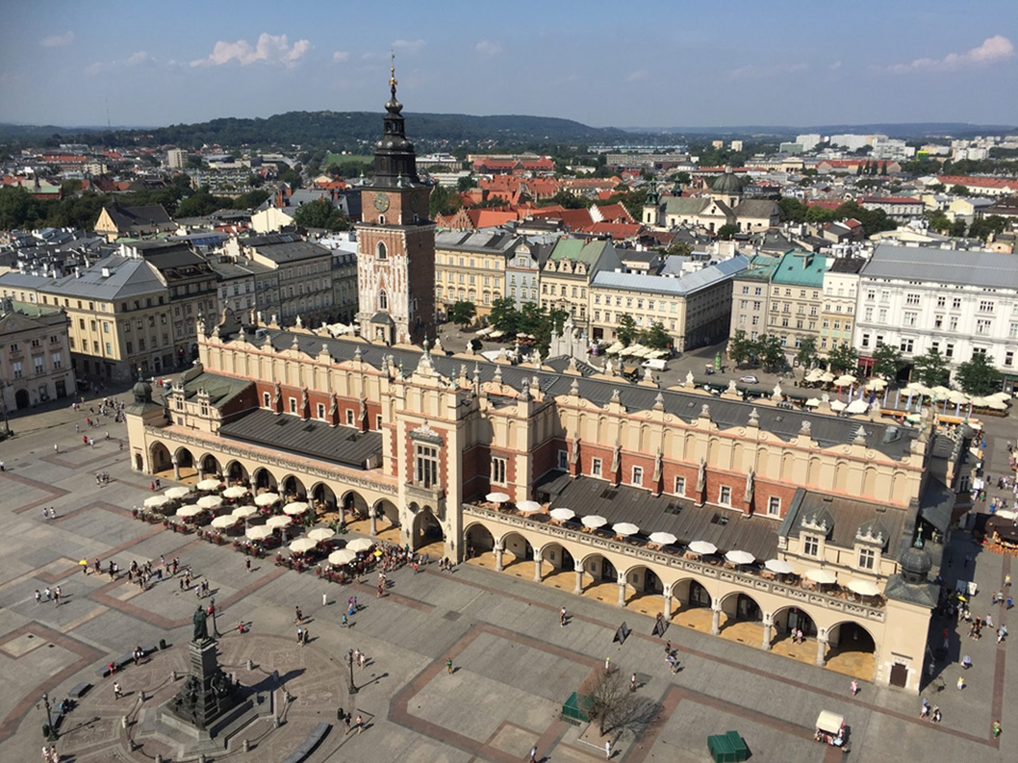 Kraków's Main Market Square and the Cloth Hall seen from above