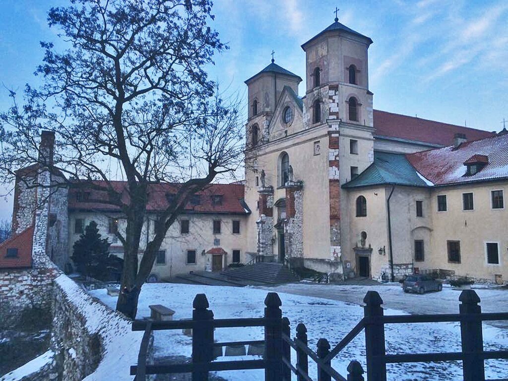 Tyniec Abbey in the snow